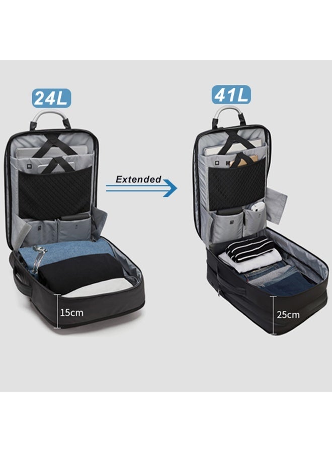 أركتيك هانتر حقيبة ظهر للسفر من أركتيك هانتر للرجال مع منفذ USB، سعة 41 لترًا، جيب ملابس قابل للتوسيع، حقيبة ظهر للكمبيوتر المحمول مقاس 17 بوصة، مناسبة للرحلات القصيرة. - Image 3